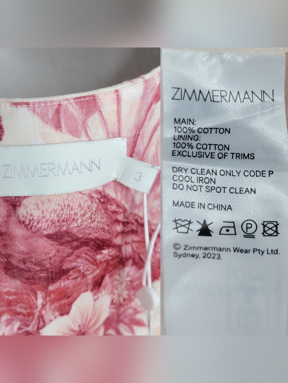 ZIMMERMAN Waverly Corset Midi Dress In Pink Palm NWT AUS 3/US L. - Picture 12 of 14